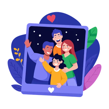 Family clicking photo on new year  Illustration