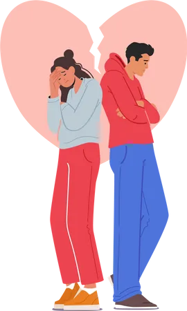 Family Couple In Conflict Relationships  Illustration