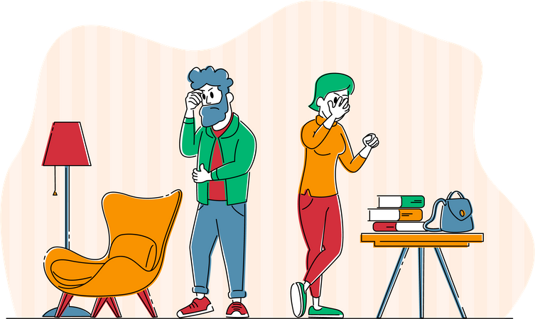 Family Crisis and Conflict Situation  Illustration