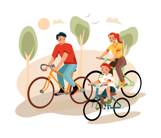 Family cycling  Illustration