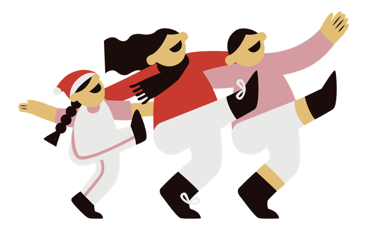 Family Dancing at Christmas  Illustration