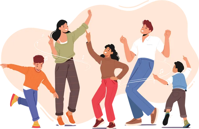 Family dancing in fun and rejoicing  Illustration