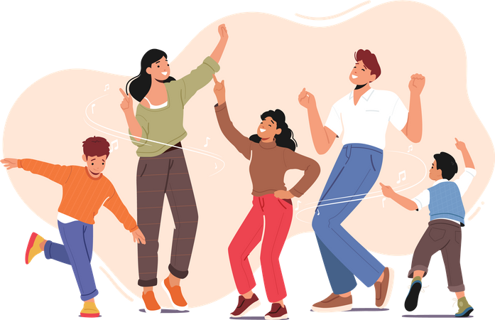 Family dancing in fun and rejoicing  Illustration