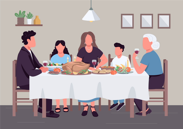 Family dinner  イラスト