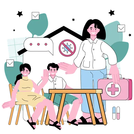 Family Doctor Concept Modern Medicine Treatment Expertize And Diagnostic Medical Specialist Consultation Telemedicine Or House Call Flat Vector Illustration Illustration