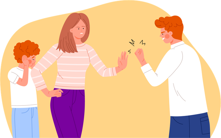 Family doing abuse to each other  Illustration