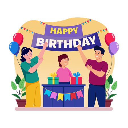 Family doing birthday celebration  Illustration