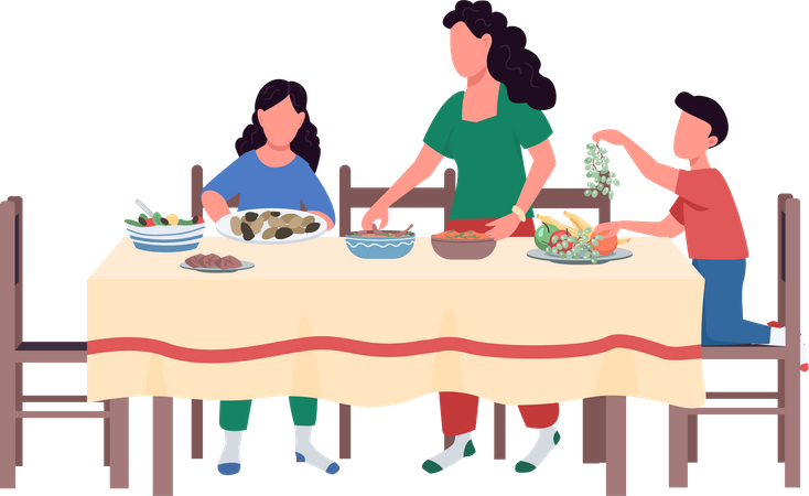 Family doing Christmas dinner  Illustration