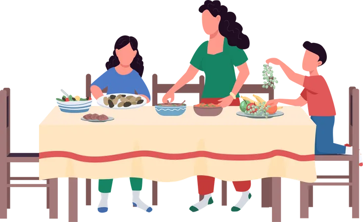 Family doing Christmas dinner  Illustration