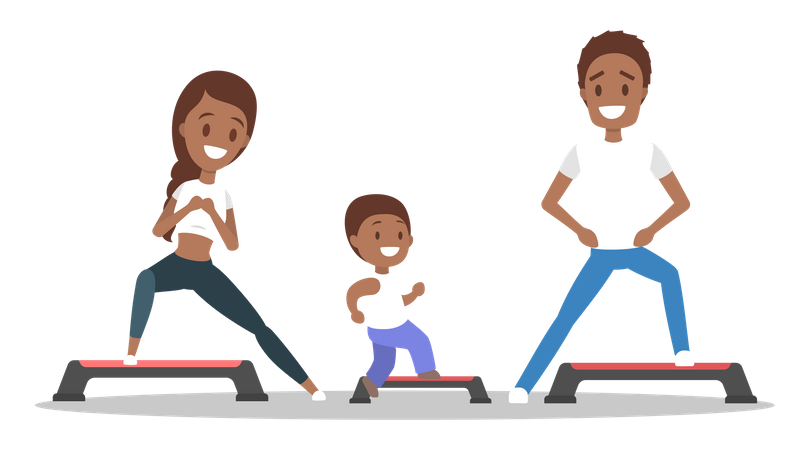 Family doing exercise  Illustration