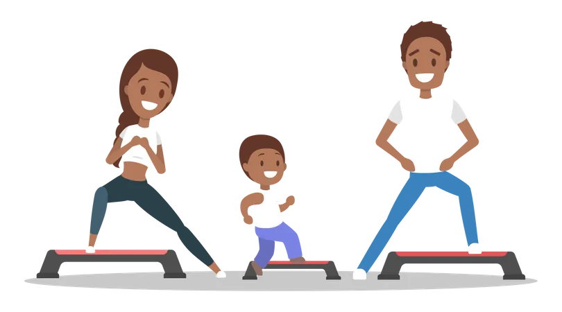 Family doing exercise  Illustration