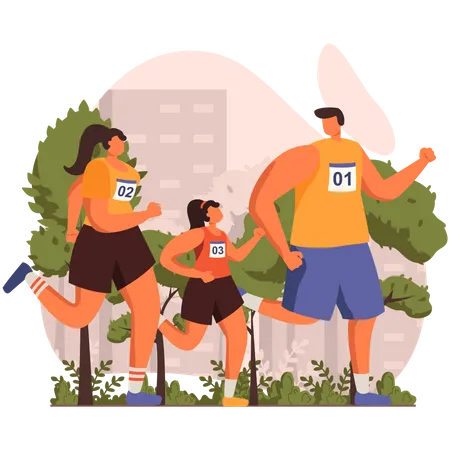 Family doing jogging Illustration