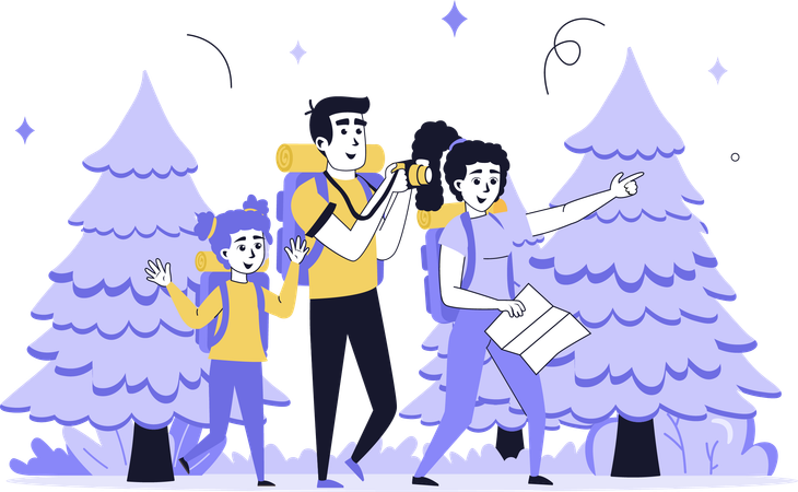 Family doing treckking  Illustration