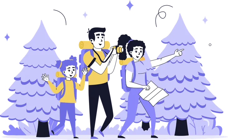 Family doing treckking  Illustration