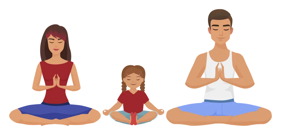 Family Doing Yoga  Illustration