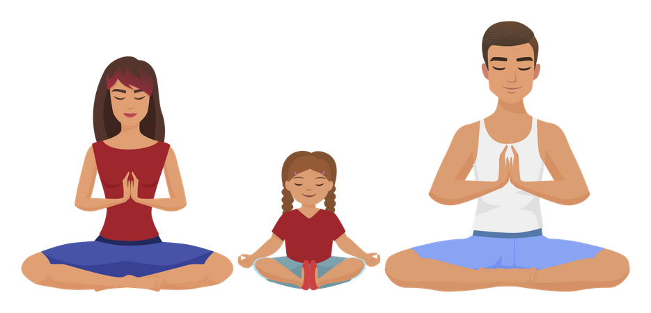 Family Doing Yoga  Illustration