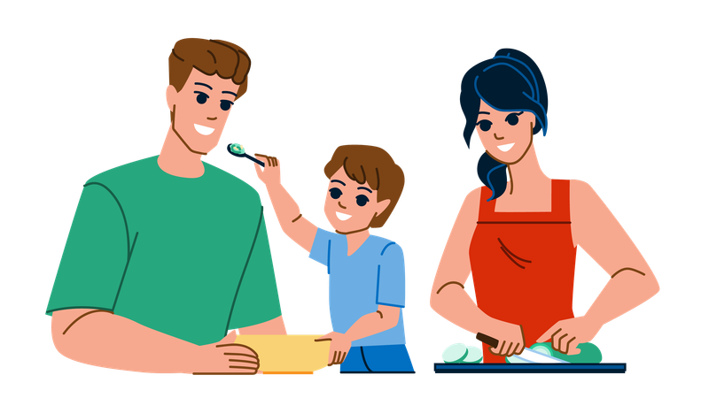 Family eating breakfast  Illustration