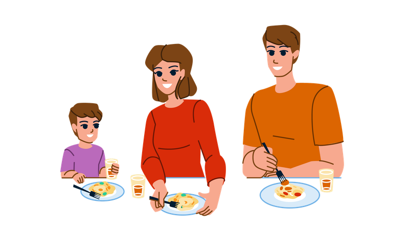 Family eating dinner  Illustration