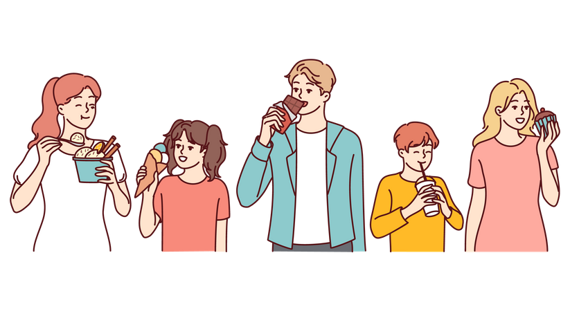 Family eating food  Illustration