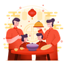 family eating together illustration