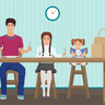family eating together illustration free download