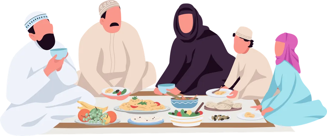 Family eating together  Illustration