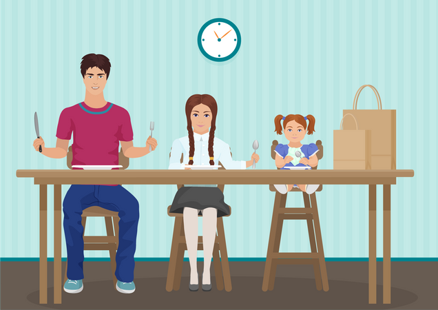 Family eating together  Illustration