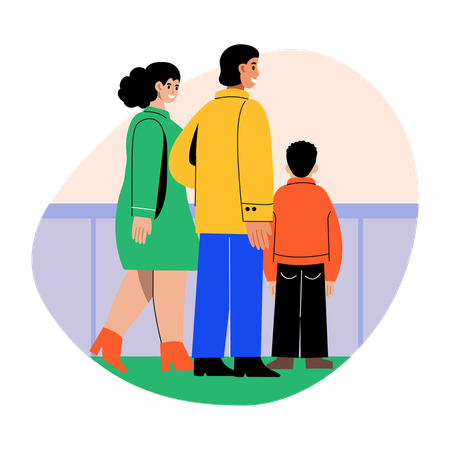Family enjoying easter morning  Illustration