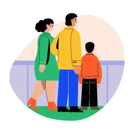 Family enjoying easter morning  Illustration
