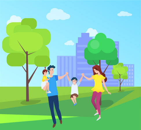 Family enjoying in park  Illustration