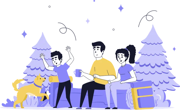 Family enjoying vacation  Illustration
