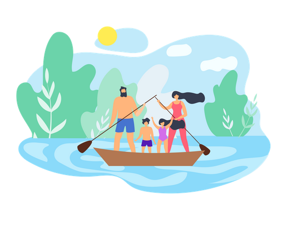 Family enjoying weekend  Illustration