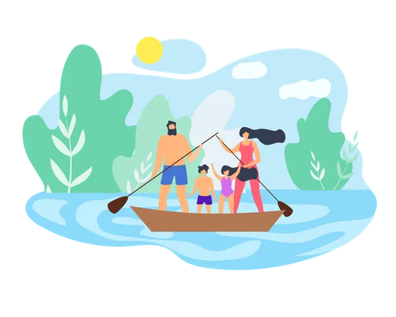 Family enjoying weekend  Illustration
