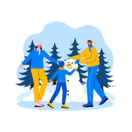 Family enjoying winter  Illustration