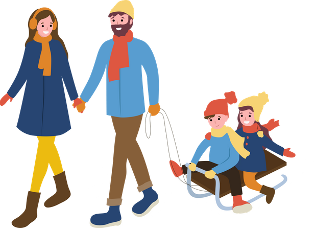 Family enjoying winter trip  Illustration