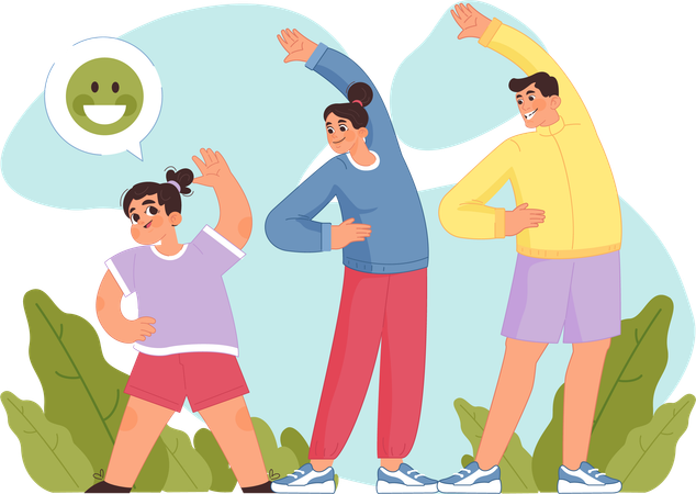 Family exercising together  Illustration