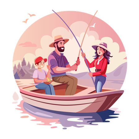 Family Fishing  Illustration