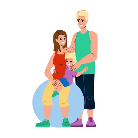 Family Fitness Vector Happy Sport Child Health Workout Father Mother Kid Healthy Exercise Son Family Fitness Character People Flat Cartoon Illustration Illustration