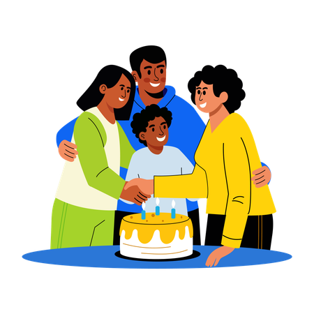 Family gathering at a birthday event  Illustration