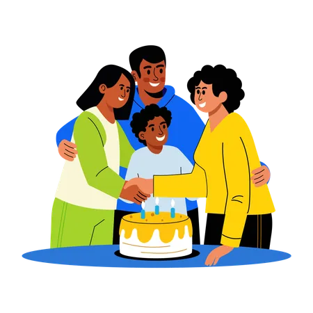 Family gathering at a birthday event  Illustration