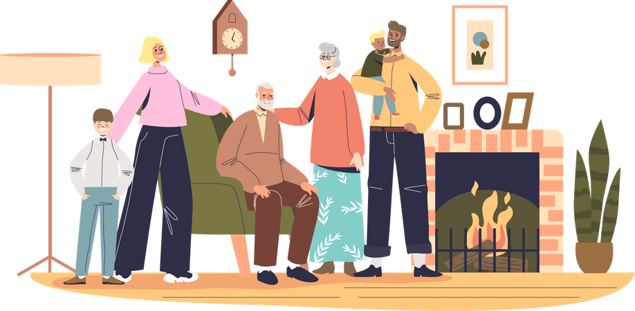 Family gathering together  Illustration