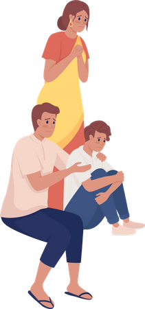 Family getting anxious while sitting together  Illustration