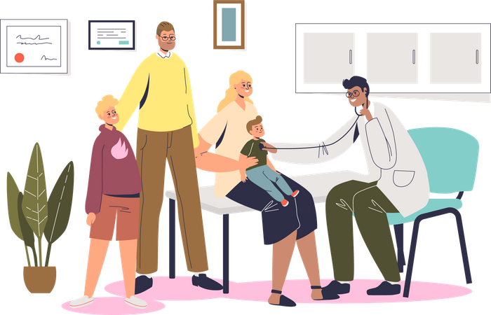 Family getting child diagnosed Illustration