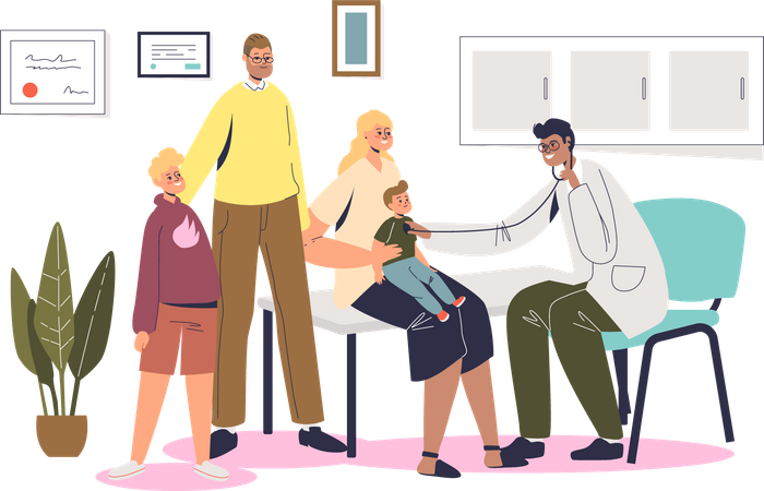 Family getting child diagnosed  Illustration