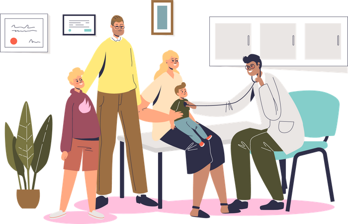 Family getting child diagnosed  Illustration