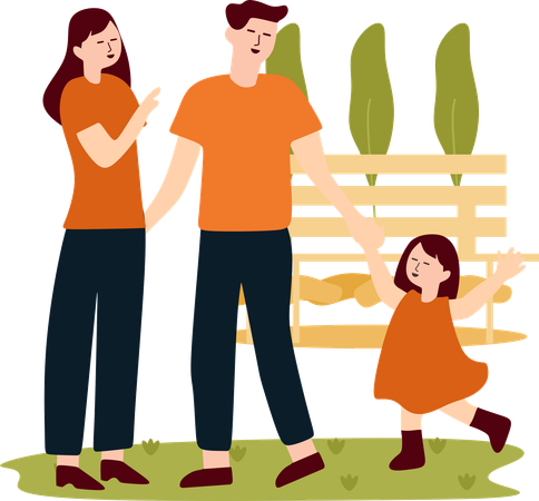 Family goes on Outdoor Adventure  Illustration