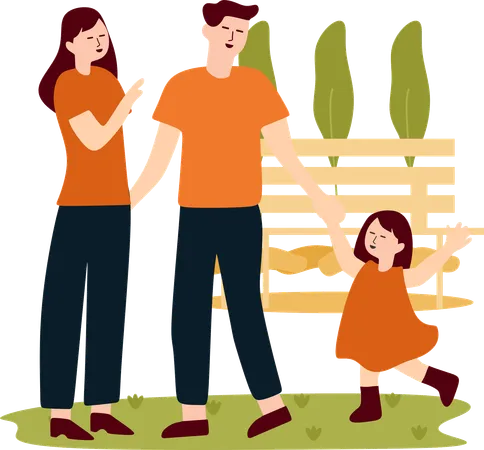 Family goes on Outdoor Adventure  Illustration