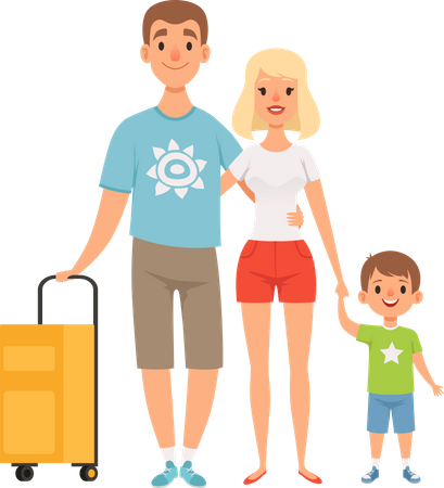 Family goes summer vacations  Illustration