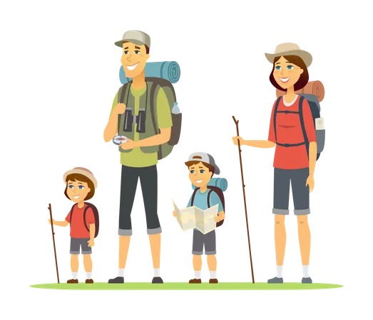 Family going for camping Illustration