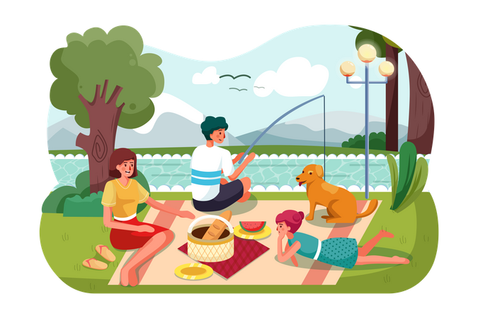 Family going for picnic  Illustration